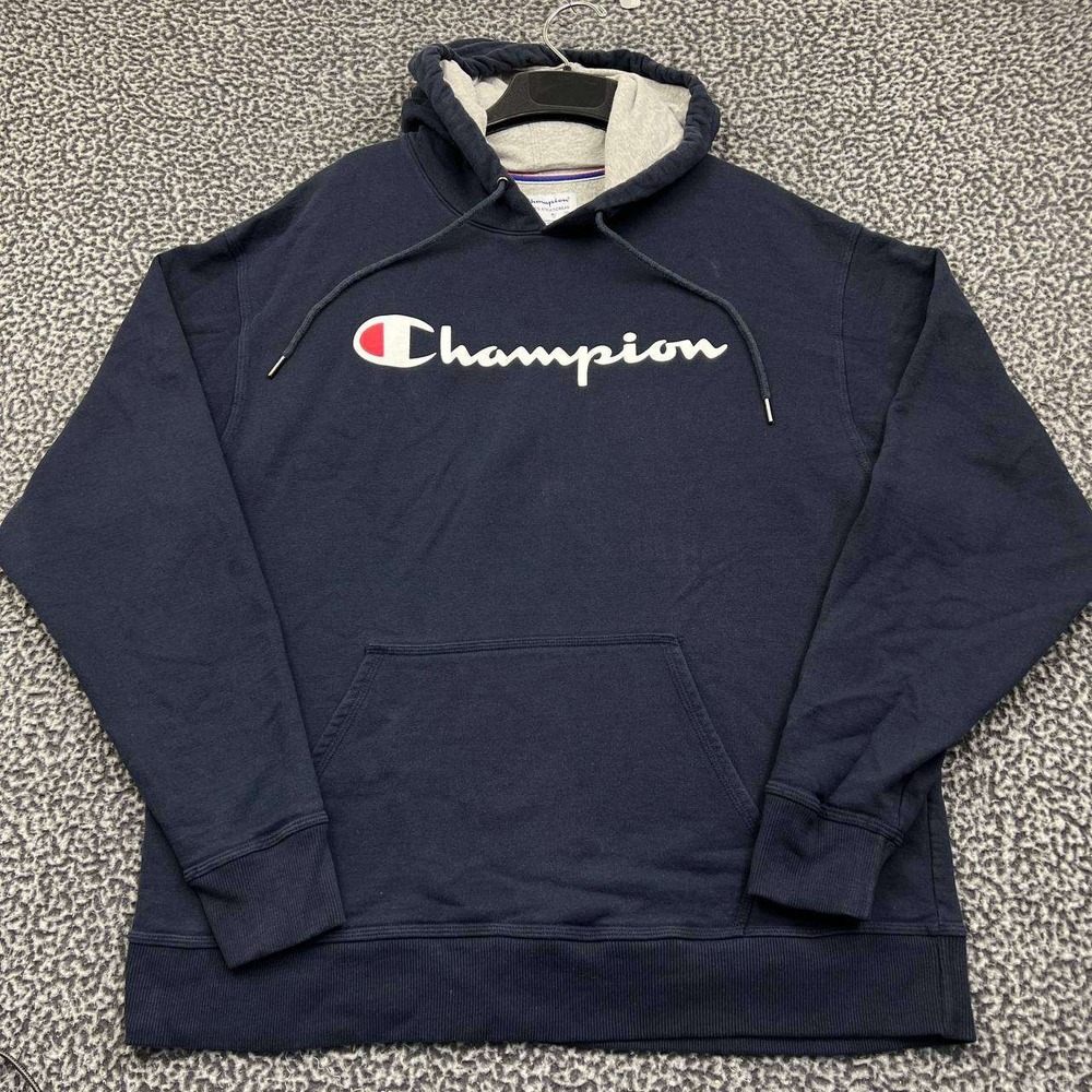 Champion Hoodie Men Extra Large Navy Fleece Pullover Long Sleeve‎ Pocket XL